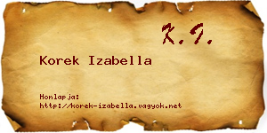 Korek Izabella névjegykártya